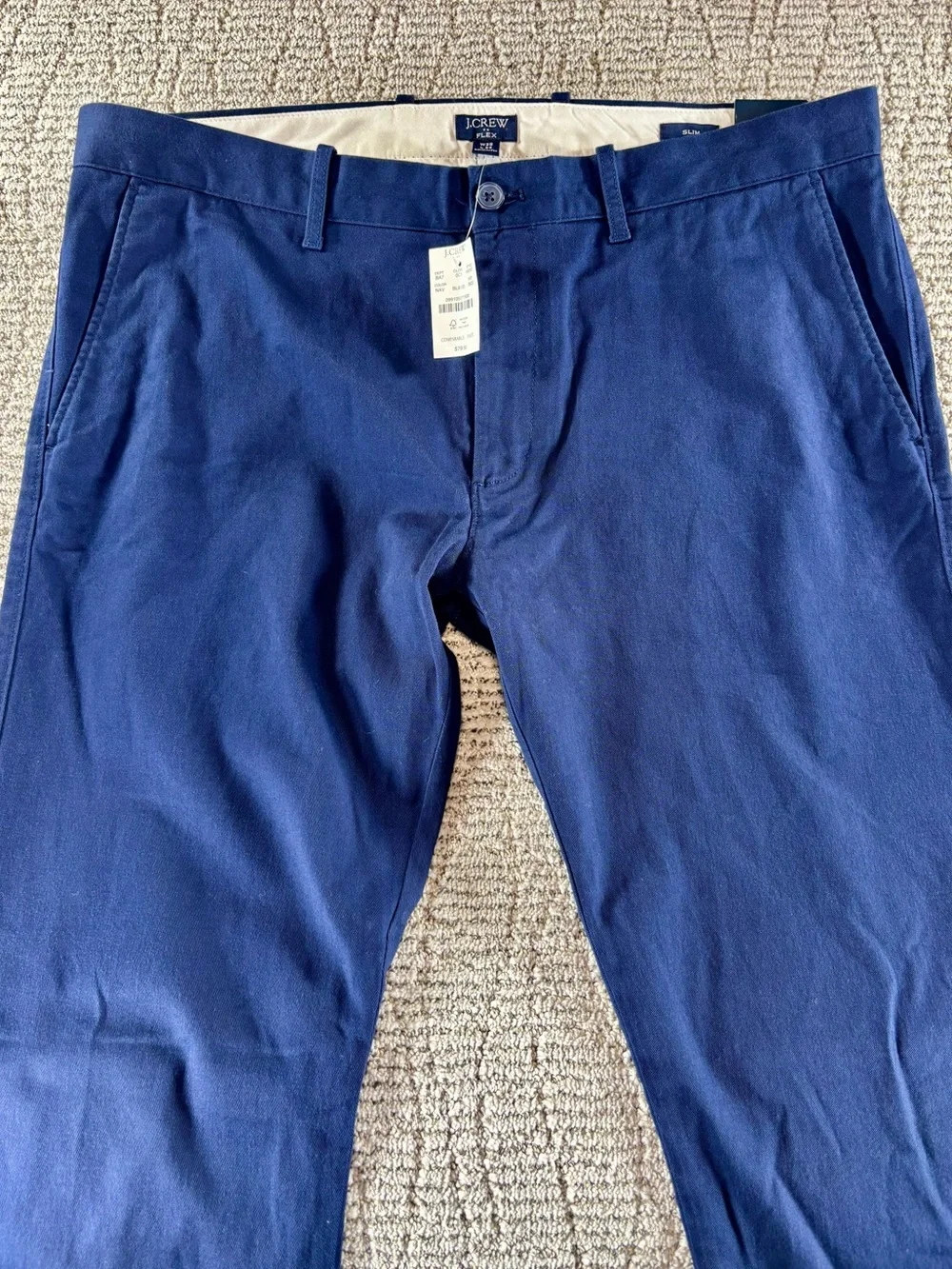 NWT J. Crew Flex Men’s Size 36/32 Navy Slim Fit Chino Pants